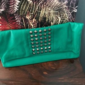 Bright emerald green Steve Madden clutch